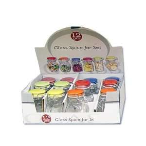  Bulk Pack of 12   Spice jar set with colored locking lids 