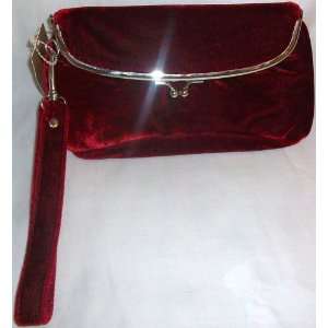  Dark Deep Red Velvet Frame Mini Hand Bag/purse