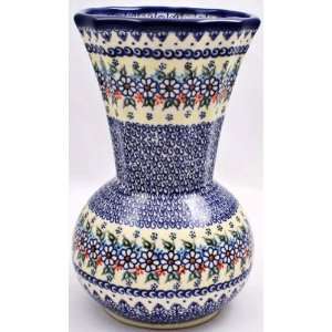  Polish Pottery Vase 9.5H x 5.25 opening