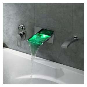  LED Waterfall Tub Faucet with Pull out Hand Shower