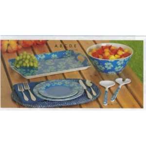  Blue Hawaiian Melamine Tableware Set