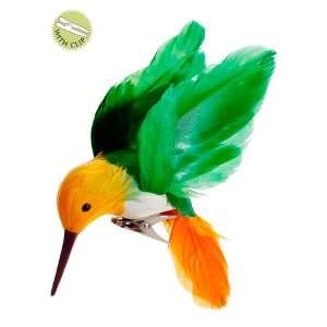 6 Hummingbird w/Clip Green Yellow (Pack of 12)