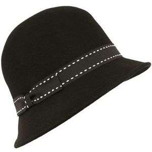 Wool Winter Cloche Bucket Bell Long Side Brim Hat Black  