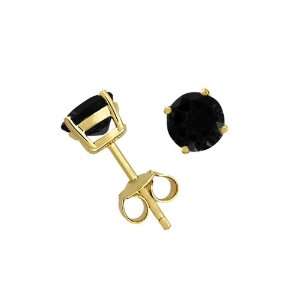  Gold Plated Sterling Silver 4mm Round Sapphire Earrings Jewelry