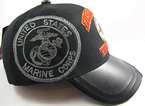 US Marine Corps Shield Disabled Veteran Leather Bill Shadow Mens Cap 