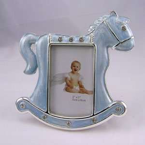  Blue Rocking Horse Epoxy Frame with Rhinestones