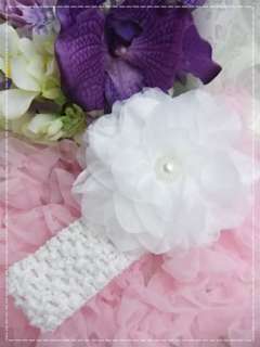 Girl/ bridal/baby white chiffon pearl flower hair clip  