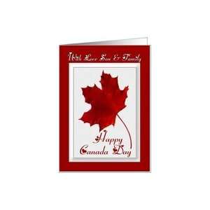  Happy Canada Day ~ With Love Son & Family ~ Red Maple Leaf Card 