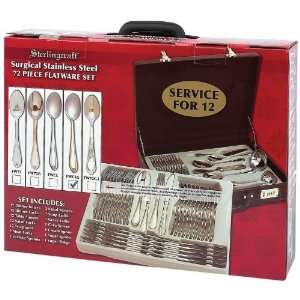   Surgical Stainless Steel Flatware and Hostess Set with 24K Gold Trim