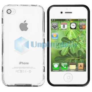 Clear Crystal +Smoke TPU Trim Diamond Case Cover For iPhone 4 4S 