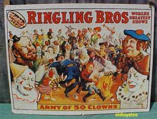 OLD RINGLING BROTHERS ARMY OF 50 CLOWNS POSTER  