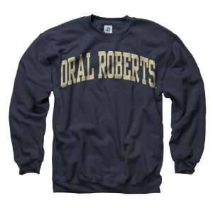   Oral Roberts Golden Eagles Navy Arch Crewneck Sweatshirt Sports