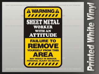Sheet Metal Worker Warning Sticker HARD HAT Tin Knocker Vinyl Bumper 