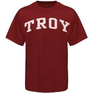 NCAA Troy State Trojans Cardinal Arched T shirt  Sports 