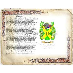 guiney Coat of Arms/ Family Crest on Fine Paper and Family History 