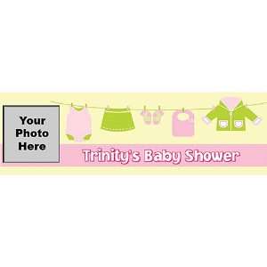Baby Girl Clothesline Personalized Photo Banner 18 Inch x 54 Inch All 