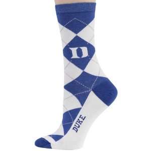  Duke Blue Devils White Duke Blue Argyle Socks