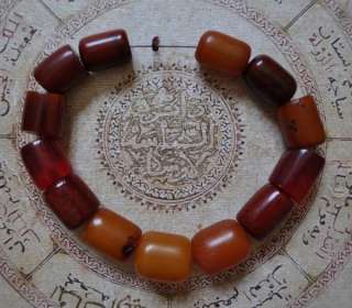 Antique African Trade Beads Simulated Amber Strand E  