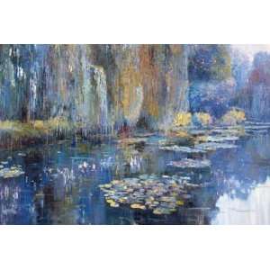  Kent Wallis 36W by 24H  Lilly Pond CANVAS Edge #2 1 1 