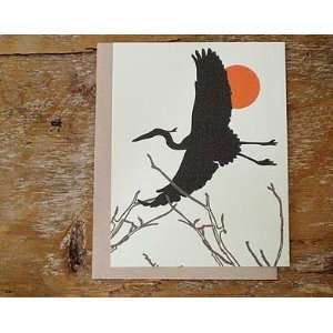 Screech Owl Designs Heron in The Moonlight Notecard
