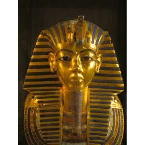  A Close View of the Gold Funerary Mask of the Pharaoh 
