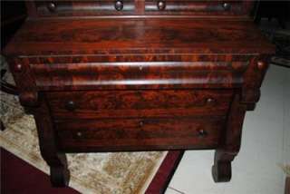 Museum Quality Antique American Empire Mahogany Bookcase 7 ft 