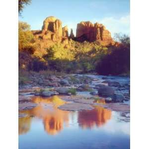  Cathedral Rock Reflecting on Oak Creek, Sedona, Arizona, USA 