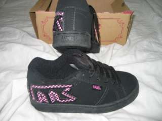 NEW Girls Black Pink Widow VANS Skate Shoe Shoes 4 4.0  