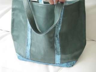 Vanessa Bruno Medium Sequined Tote Shopper Leather Turquoise Green 