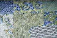 NEW Vanessa Blue Green Patchwork T Coverlet Set Cotton  