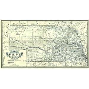  NEBRASKA (NE) RAILWAY BY W.W. ALT MAP 1889