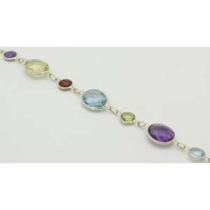   Oval&Round Multi Colored Gemstones Bracelet 8 New 