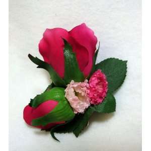  NEW Bright Pink Rose Bud Flower Hair Barrette, Limited 