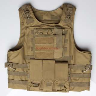 FSBE Plate Carrier Vest w/ Pouches for Ballistic Body Armor Plates TAN 