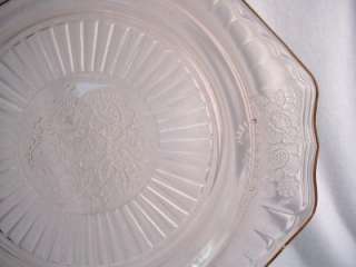 ANCHOR HOCKING crystal MAYFAIR Pink SQUARE BREAD PLATE  