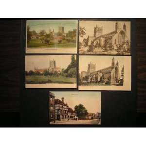  5 Postcards, Tewkesbury Abbey & Town, England Postcard 
