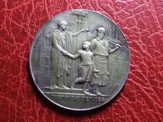 Art nouveau education 1908 silver medal by Frédéric Vernon  