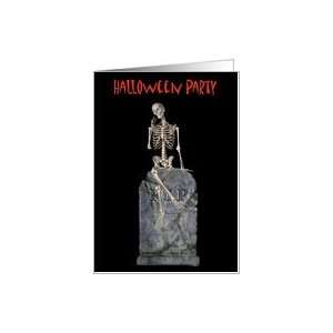 Halloween Party Invitation Skeleton Tombstone Card