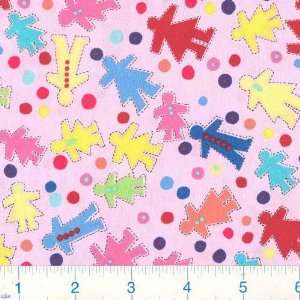  45 Wide Cut Ups Paper Doll Toss Pinik Fabric By The Yard 