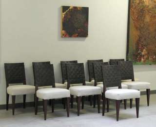 Set of 10 Modern Spanish Andreu World Mahogany Stain Oak/Leather 