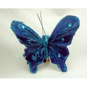  NEW Small Glitter Blue Butterfly Glitter Hair Clip 