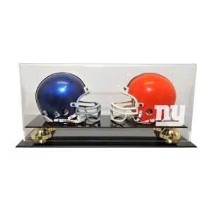 New York Giants Double Mini Helmet with Gold Risers Display 