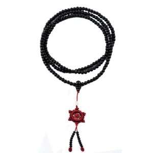   Tiny Dark Wooden Beaded Mala on an Elastic Cord Arts, Crafts & Sewing