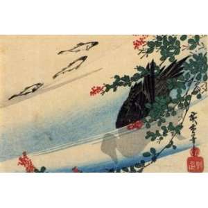   Art Utagawa Hiroshige Fishes and a duck in the water