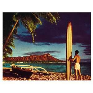  Hawaii Poster Outrigger & Diamond Head 9 inch by 12 inch 