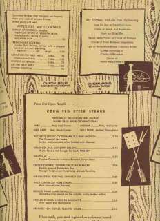 Buckleys Restaurant Menu Clearwater Beach FL 1940s  