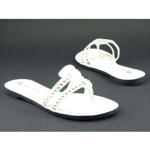 ANNE KLEIN Charlotte Sandals Flip Flops Thongs Shoes Women 7 M White 