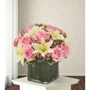 Same Day Flower Delivery Pink Rose Lily Cube Bouquet  