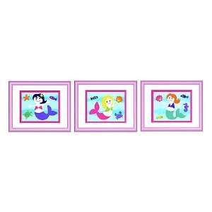  Mermaids   Underwater Scene Print with Lilac Colored Frame 