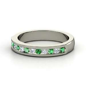  Daria Ring, Sterling Silver Ring with Emerald & Diamond 